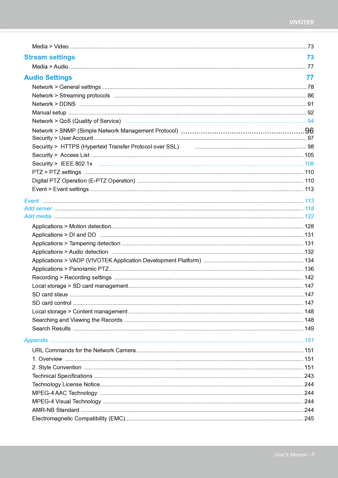 Vivotek FE8181V user manual Stream settings, Audio Settings  